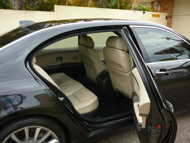 Interior of a BMW seven series owned by Corporate Limousines